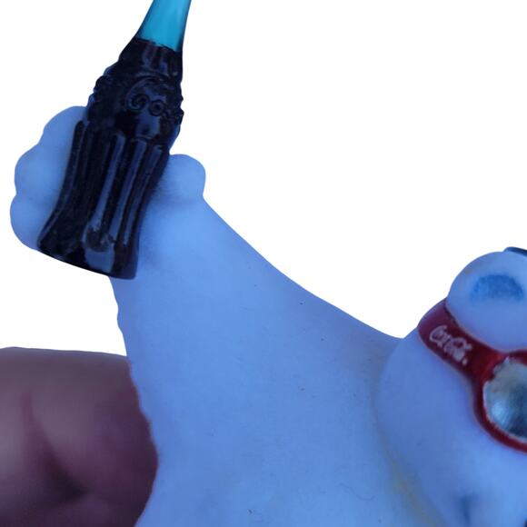 Vintage Coca-Cola Polar Bear Ornament with Bottle on Red Sled 1990s - Picture 4 of 10